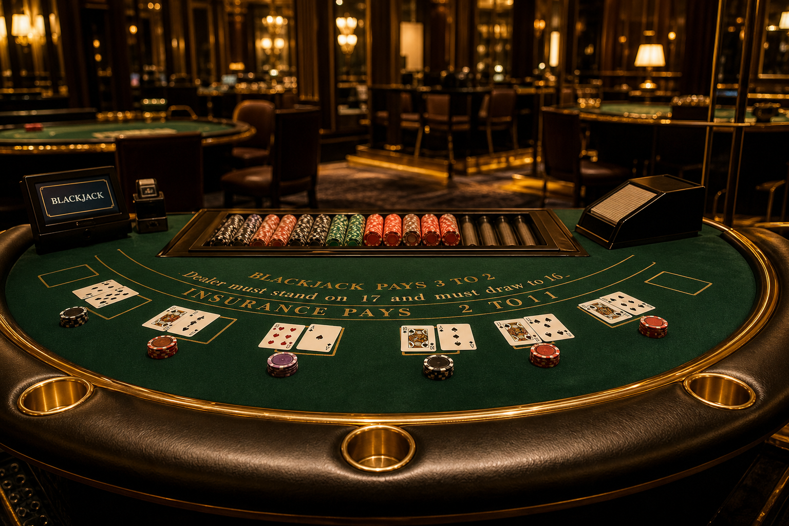 Table de blackjack du casino GoldenFete